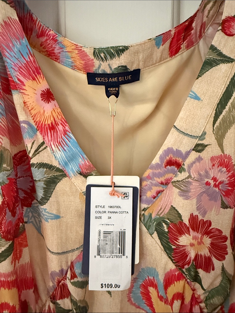 Skies Are Blue Floral Maxi Dress in Cream with Red & Blue Blooms - Picture 2 of 7